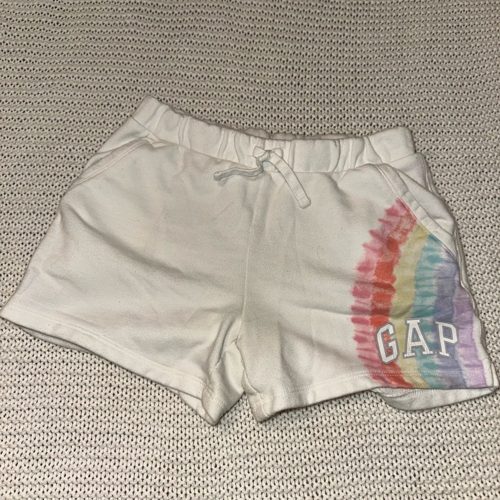 Gap white sweatshorts w/ rainbow design